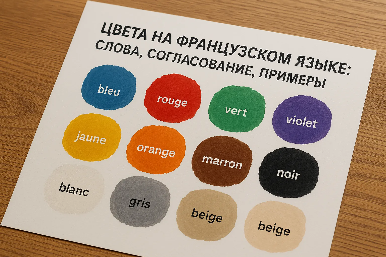 Цвета на французском языке: слова, согласование, примеры