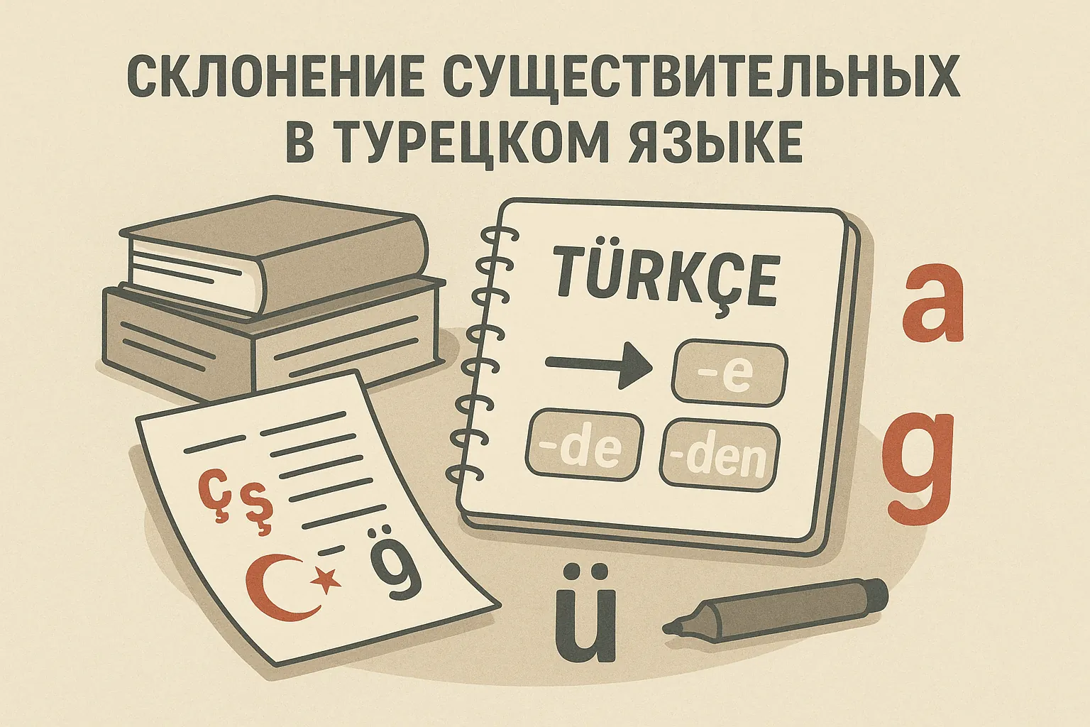 Склонение существительных в турецком языке: падежные суффиксы