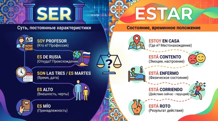 Разница между ser и estar в испанском языке