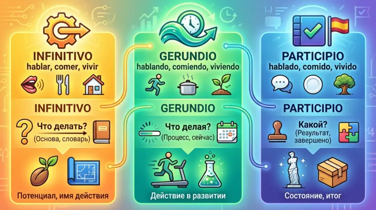 Неличные формы глаголов в испанском языке: инфинитив, герундий и причастие
