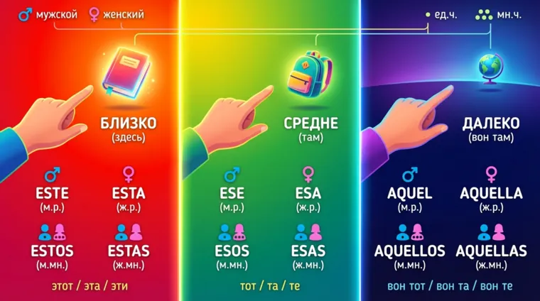 Демонстративные местоимения в испанском языке: este, ese, aquel