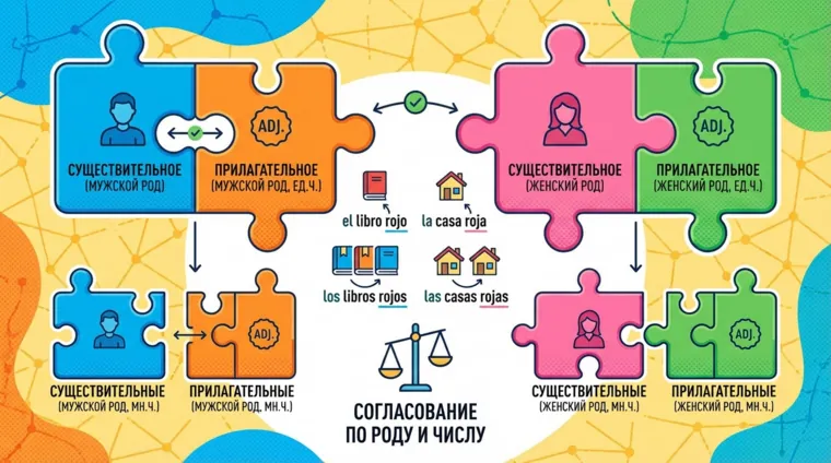 Согласование прилагательных и существительных в испанском