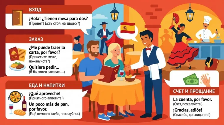 В ресторане: испанская лексика и фразы
