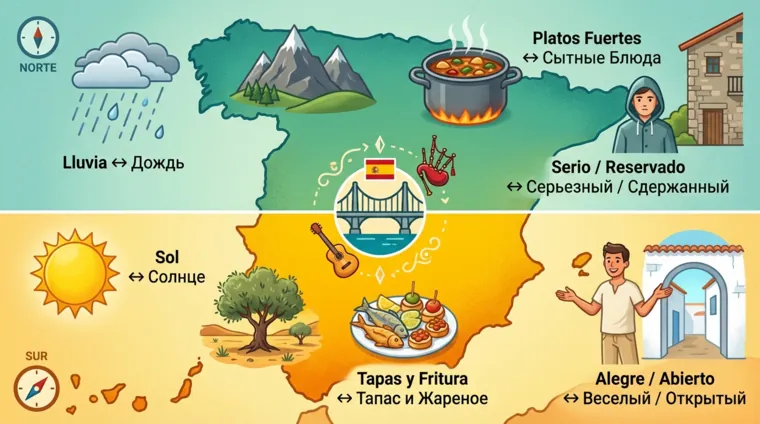 Различия культур между севером и югом Испании
