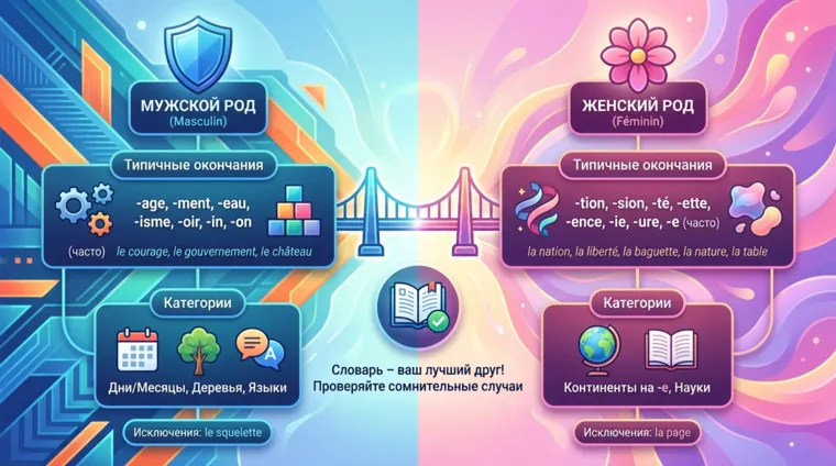 Как определить род существительного во французском языке