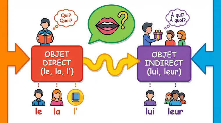 Прямые и косвенные дополнения: le, la, lui, leur
