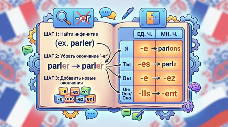 Глаголы первой группы (-er): таблица и правила