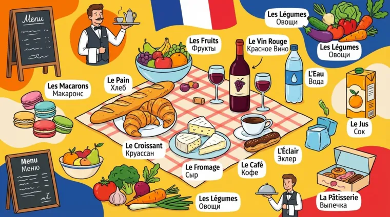 Продукты питания и напитки на французском языке