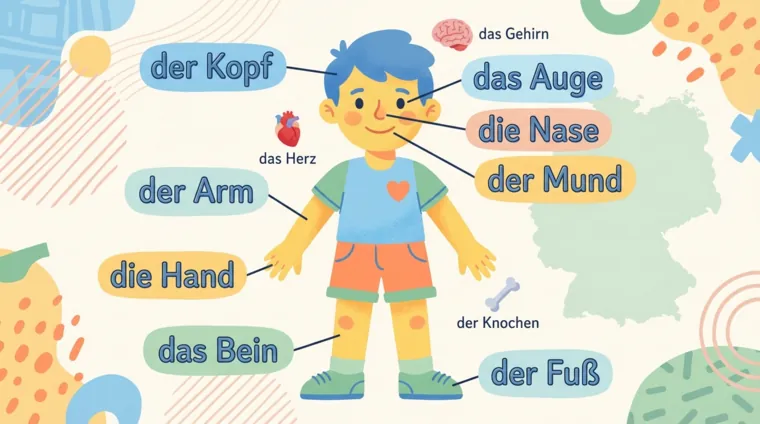 Части тела на немецком: слова и картинки