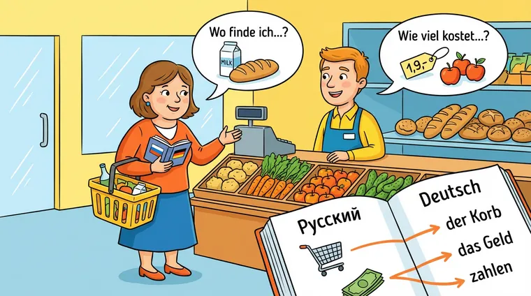 В магазине: простые фразы на немецком языке