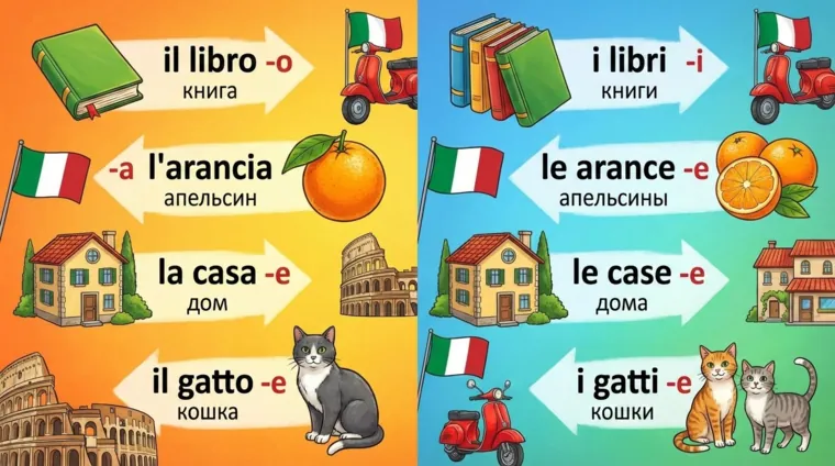 Единственное и множественное число в итальянском языке