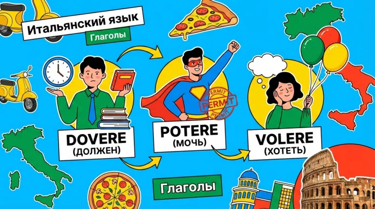 Модальные глаголы в итальянском языке: dovere, potere, volere