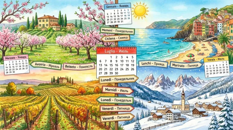 Времена года, месяцы и дни недели на итальянском
