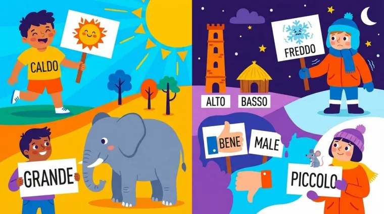 Противоположности (антонимы) на итальянском языке
