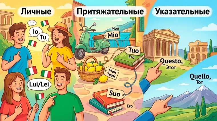 Итальянские местоимения: личные, притяжательные, указательные
