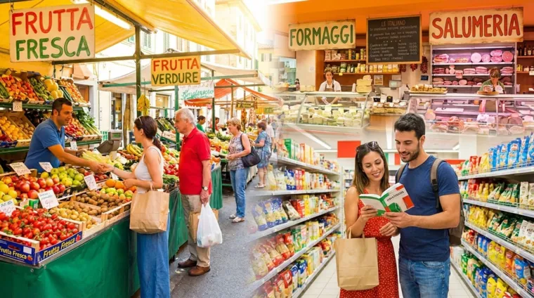 Итальянский язык на рынке, в супермаркете