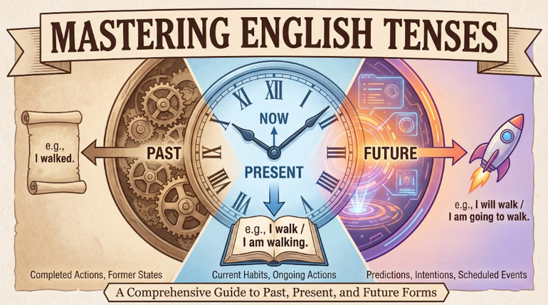 Времена в английском языке: подробный разбор 12 временных форм с таблицами