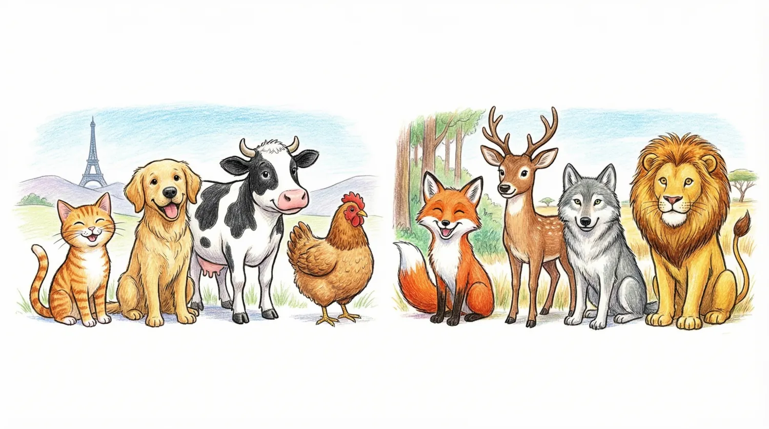 Животные на французском языке: домашние и дикие