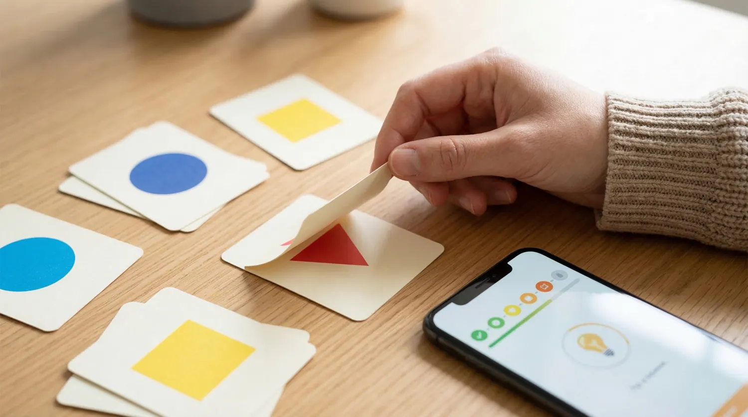 Использование карточек и приложений для запоминания