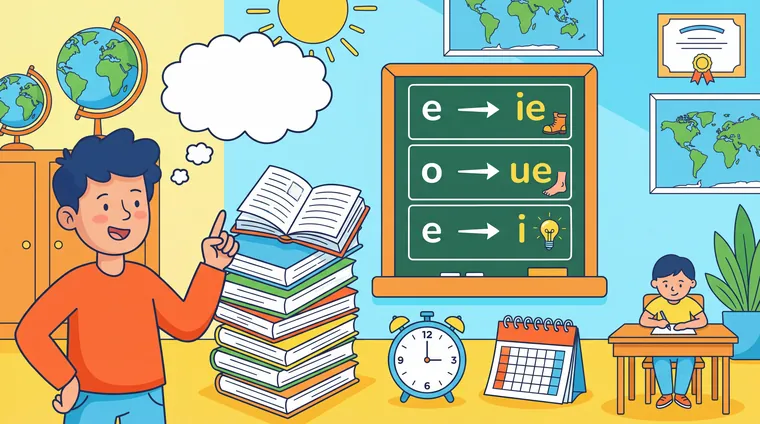 Тест по испанскому: Настоящее время — глаголы с изменением корня (e→ie, o→ue, e→i)