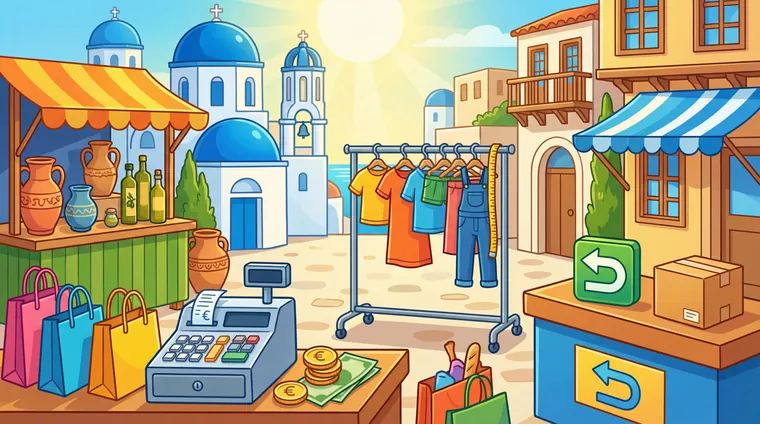 Тест по греческому: Магазины и покупки (цена, размер, возврат)