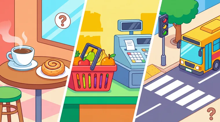 Тест по греческому: Ситуации (кафе/магазин/дорога) — выбрать правильную фразу