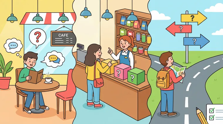 Тест по японскому: Ситуации (кафе/магазин/дорога) — выбери правильную фразу