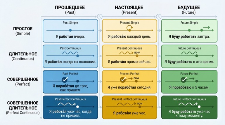 времена в английском языке инфографика