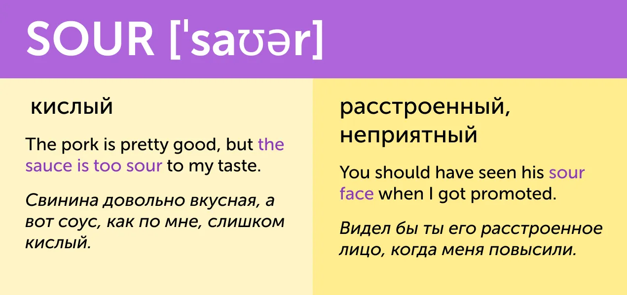 «Кислый лимон» и «кислая мина». 10 вкусных английских слов, у которых есть вторые значения